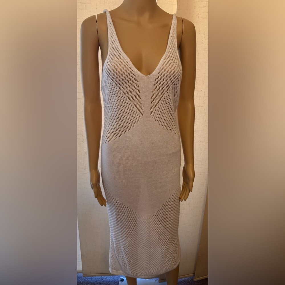 FCT with Love, white knitted dress/cover up. Sz M